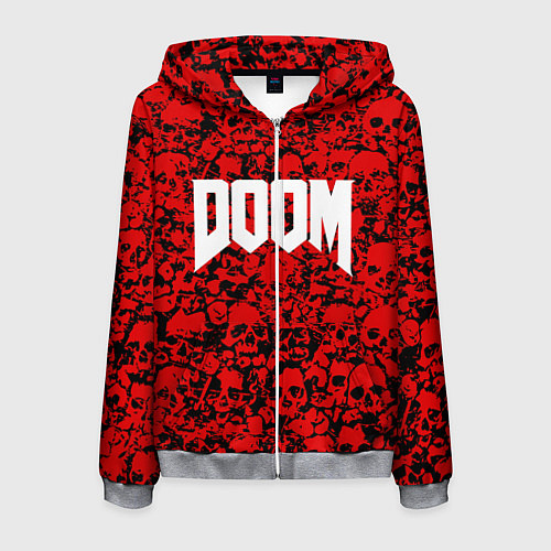 Мужская толстовка на молнии DOOM: Blooded Skuls / 3D-Меланж – фото 1