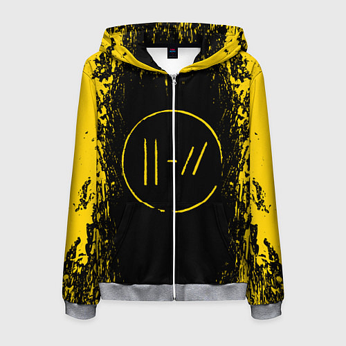 Мужская толстовка на молнии 21 Pilots: Yellow & Black / 3D-Меланж – фото 1
