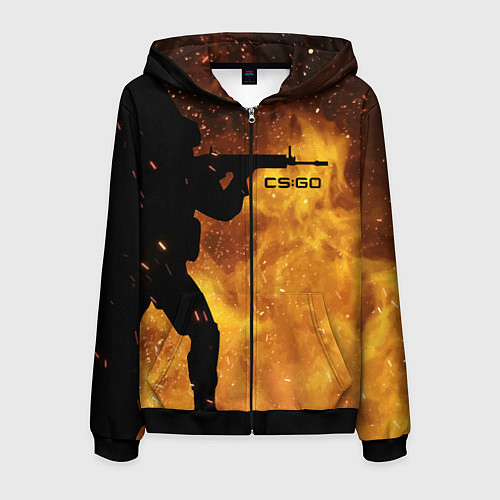 Мужская толстовка на молнии CS:GO Dark Fire / 3D-Черный – фото 1