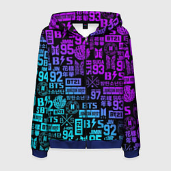 Толстовка 3D на молнии мужская BTS Logos, цвет: 3D-синий