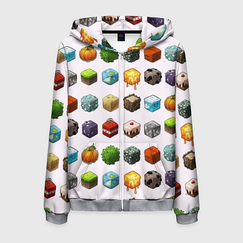 Мужская толстовка на молнии Minecraft Cubes / 3D-Меланж – фото 1