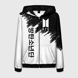 Толстовка 3D на молнии мужская BTS: White & Black, цвет: 3D-черный