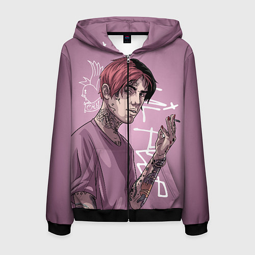 Мужская толстовка на молнии Lil Peep / 3D-Черный – фото 1