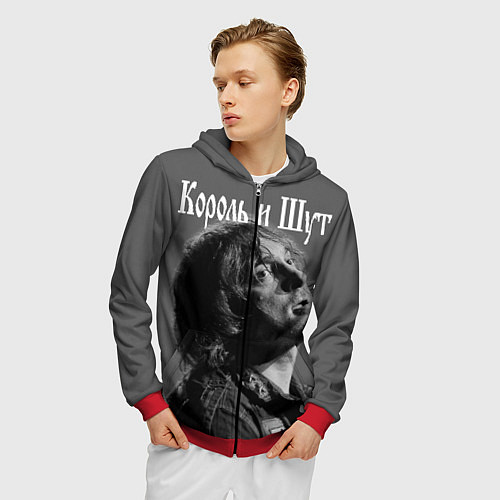 Мужская толстовка на молнии Король и Шут / 3D-Красный – фото 3