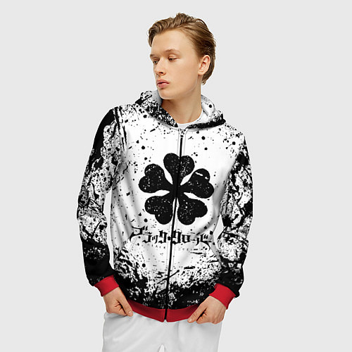 Мужская толстовка на молнии ЧЁРНЫЙ КЛЕВЕР / 3D-Красный – фото 3