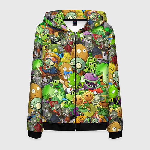 Мужская толстовка на молнии PLANTS VS ZOMBIES / 3D-Черный – фото 1