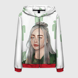 Толстовка 3D на молнии мужская Billie Eilish, цвет: 3D-красный