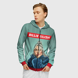 Толстовка 3D на молнии мужская Billie Eilish, цвет: 3D-красный — фото 2