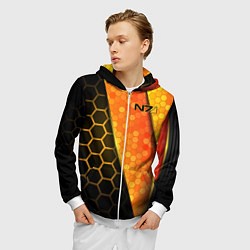 Толстовка 3D на молнии мужская Mass Effect N7, цвет: 3D-белый — фото 2