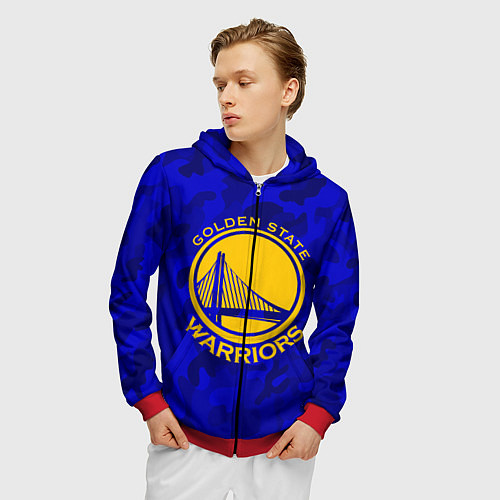 Мужская толстовка на молнии GOLDEN STATE WARRIORS / 3D-Красный – фото 3