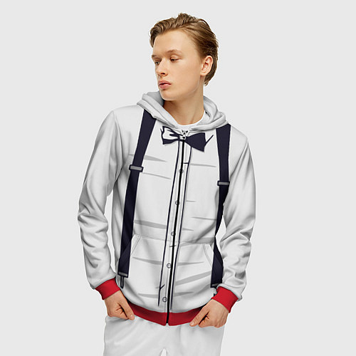 Мужская толстовка на молнии Подтяжки / 3D-Красный – фото 3