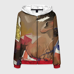 Толстовка 3D на молнии мужская Голова, цвет: 3D-красный