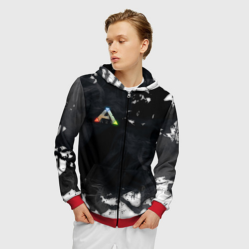 Мужская толстовка на молнии Ark Survival Evolved / 3D-Красный – фото 3