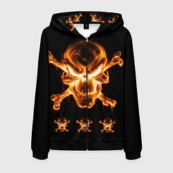 Толстовка 3D на молнии мужская Черепа, цвет: 3D-черный