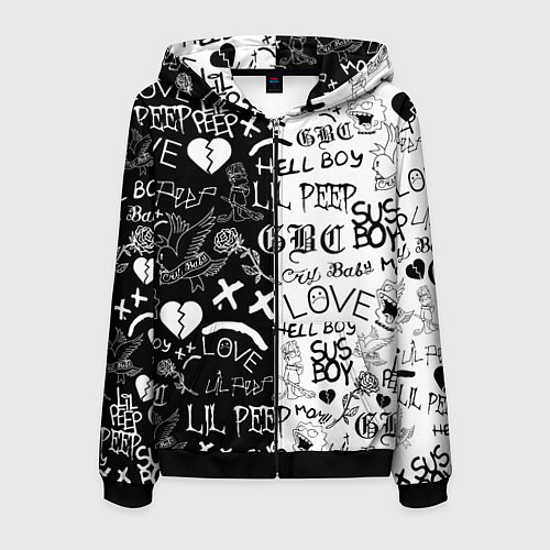 Мужская толстовка на молнии LIL PEEP LOGOBOMBING / 3D-Черный – фото 1