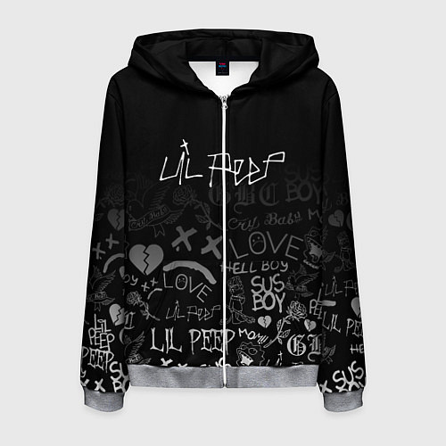 Мужская толстовка на молнии LIL PEEP / 3D-Меланж – фото 1