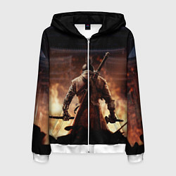 Толстовка 3D на молнии мужская Sekiro shadows die twice, цвет: 3D-белый