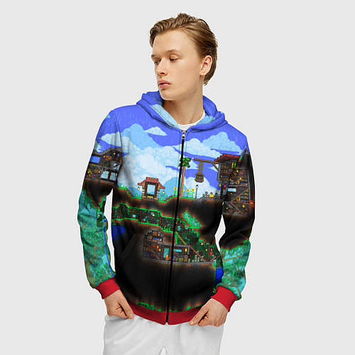 Мужская толстовка на молнии TERRARIA EXCLUSIVE / 3D-Красный – фото 3