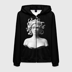 Толстовка 3D на молнии мужская Горгона с татуировками, цвет: 3D-черный