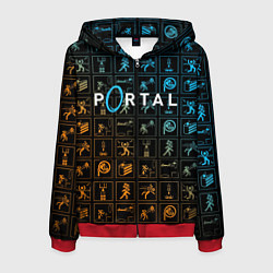 Толстовка 3D на молнии мужская PORTAL, цвет: 3D-красный