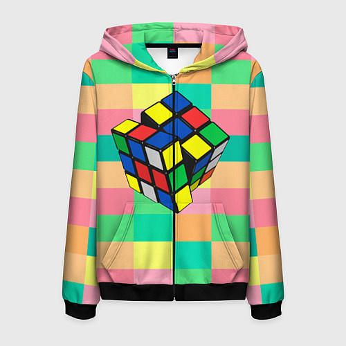 Мужская толстовка на молнии Кубик Рубика / 3D-Черный – фото 1