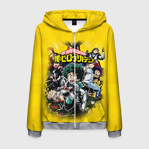 Мужская толстовка на молнии MY HERO ACADEMIA группа героев / 3D-Меланж – фото 1
