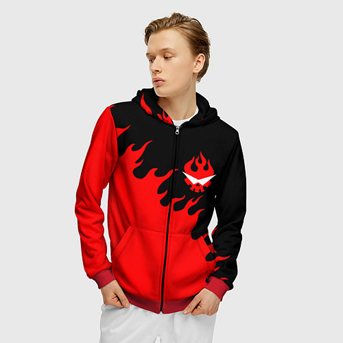 Мужская толстовка на молнии GURREN LAGANN / 3D-Красный – фото 3