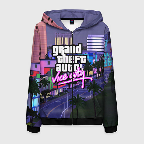 Мужская толстовка на молнии Grand Theft Auto Vice City / 3D-Черный – фото 1