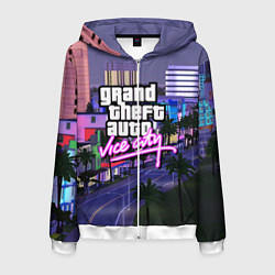 Толстовка 3D на молнии мужская Grand Theft Auto Vice City, цвет: 3D-белый