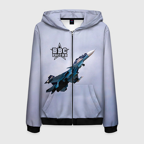 Мужская толстовка на молнии ВВС России / 3D-Черный – фото 1