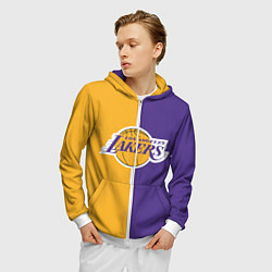 Толстовка 3D на молнии мужская LA LAKERS, цвет: 3D-белый — фото 2