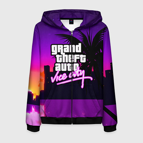Мужская толстовка на молнии GTA:VICE CITY / 3D-Черный – фото 1