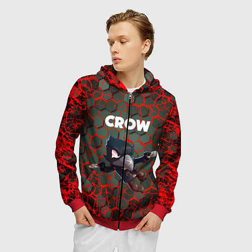 Мужская толстовка на молнии BRAWL STARS CROW / 3D-Красный – фото 3