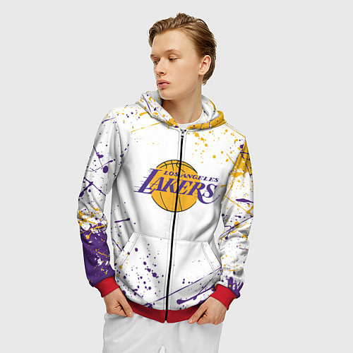 Мужская толстовка на молнии LA LAKERS / 3D-Красный – фото 3