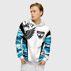 Толстовка 3D на молнии мужская ВМФ России камуфляж, цвет: 3D-белый — фото 2