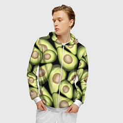 Толстовка 3D на молнии мужская Avocado background, цвет: 3D-белый — фото 2
