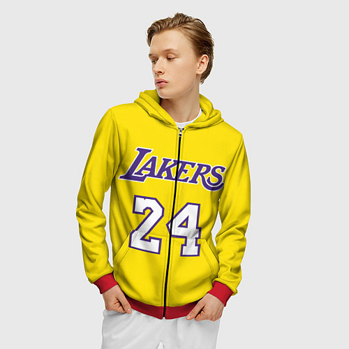 Мужская толстовка на молнии Kobe Bryant 24 / 3D-Красный – фото 3