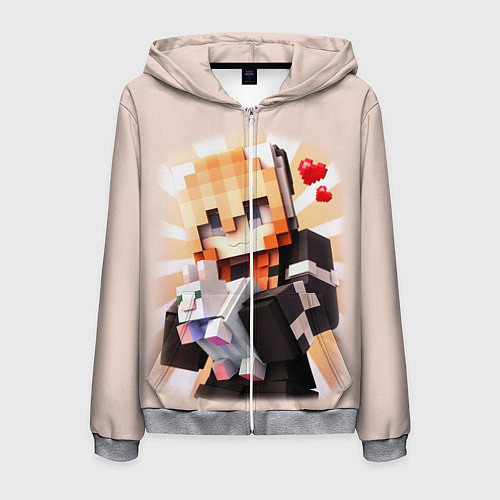 Мужская толстовка на молнии MINECRAFT / 3D-Меланж – фото 1