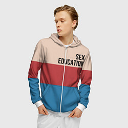 Толстовка 3D на молнии мужская Половое воспитание, цвет: 3D-белый — фото 2