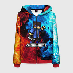 Толстовка 3D на молнии мужская Minecraft Майнкрафт, цвет: 3D-красный