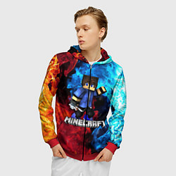 Толстовка 3D на молнии мужская Minecraft Майнкрафт, цвет: 3D-красный — фото 2