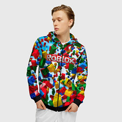Толстовка 3D на молнии мужская Roblox Cubes, цвет: 3D-черный — фото 2