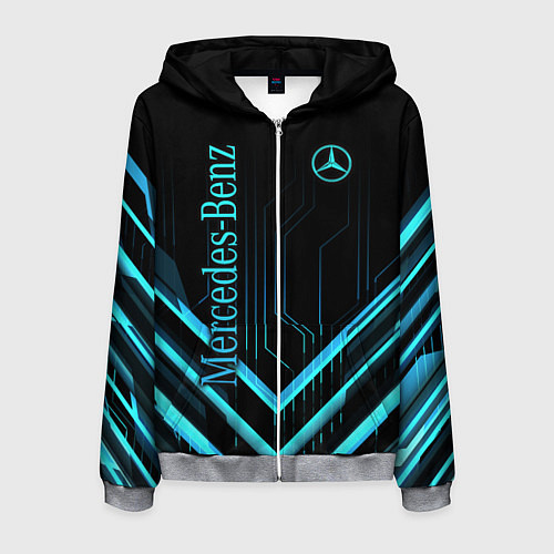 Мужская толстовка на молнии Mercedes-Benz / 3D-Меланж – фото 1