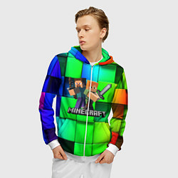 Толстовка 3D на молнии мужская MINECRAFT, цвет: 3D-белый — фото 2
