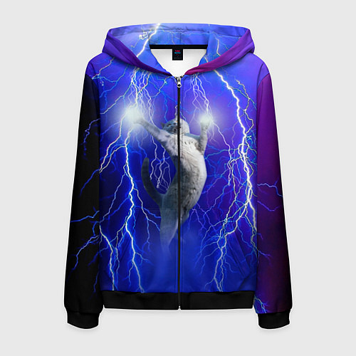Мужская толстовка на молнии Грозовой кошак / 3D-Черный – фото 1
