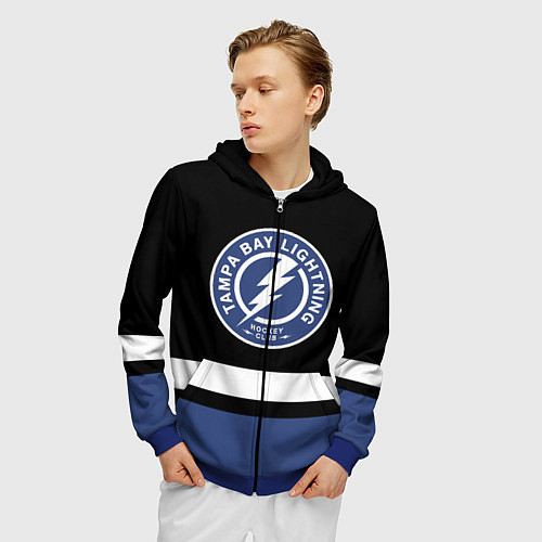 Мужская толстовка на молнии Тампа-Бэй Лайтнинг / 3D-Синий – фото 3