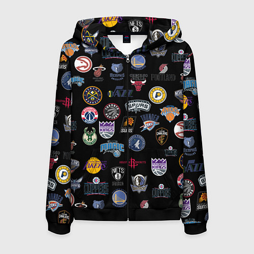 Мужская толстовка на молнии NBA Pattern / 3D-Черный – фото 1