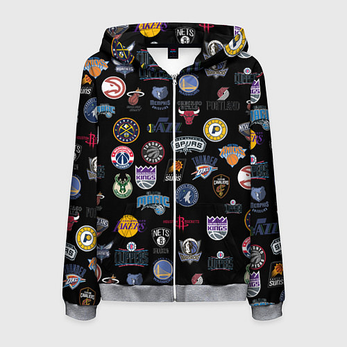 Мужская толстовка на молнии NBA Pattern / 3D-Меланж – фото 1