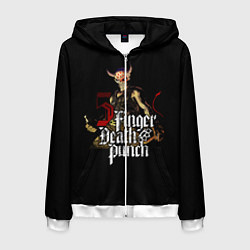 Толстовка 3D на молнии мужская Five Finger Death Punch, цвет: 3D-белый
