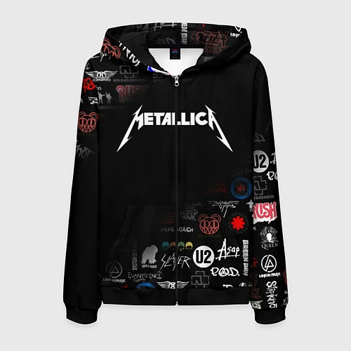 Мужская толстовка на молнии Metallica / 3D-Черный – фото 1